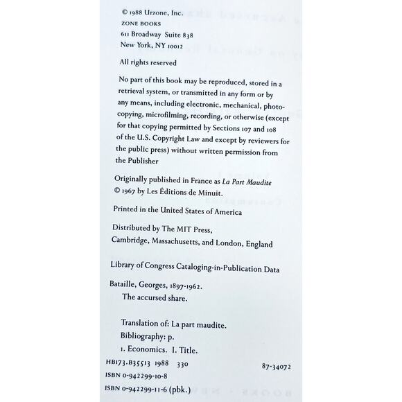 The Accursed Share Essay Economy Consumption 1988 VTG Book Georges Bataille - Picture 2 of 7